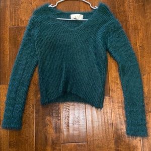 J.O.A. Green Fuzzy Crop Sweater SIZE SMALL